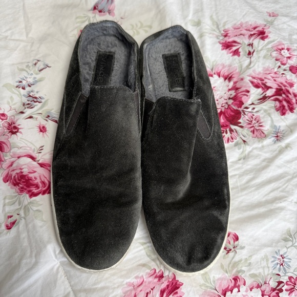 VINCE Verrell Black Suede Leather Slip On Mule Sneaker, Size US 7.5 - Picture 3 of 8
